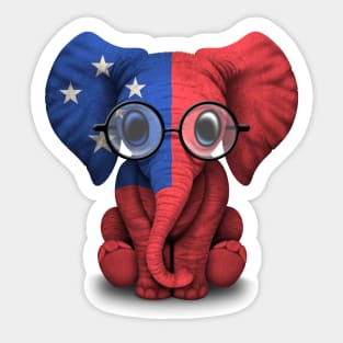 Baby Elephant with Glasses and Samoan Flag Sticker